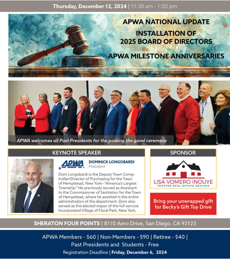 APWA December 2024 Meeting – APWA National President – APWA San Diego ...